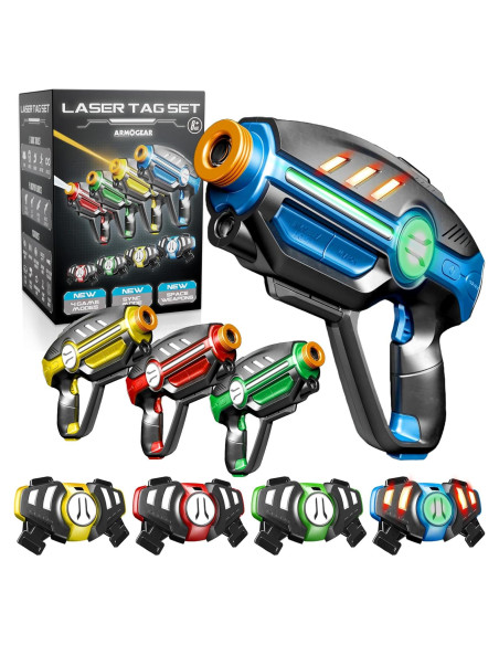 Juego de Laser Tag ArmoGear 4 Blasters y Chalecos 4 Modos Juego de Laser Tag ArmoGear 4 Blasters y Chalecos 4 Modos