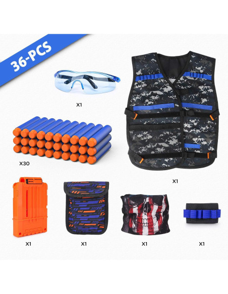 Kit Chaleco Táctico Niños KKONES con Dardos y Accesorios Kit Chaleco Táctico Niños KKONES con Dardos y Accesorios