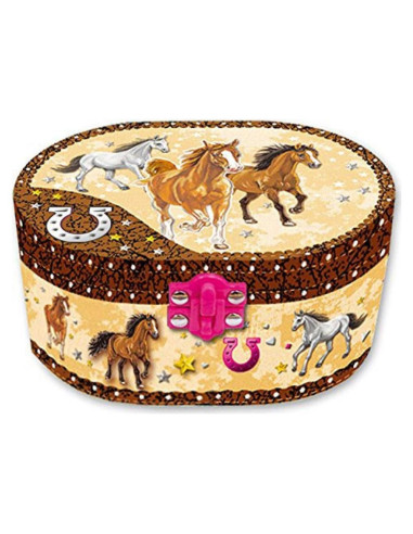 Caja de Joyería Musical Hot Focus Ovalada con Caballo