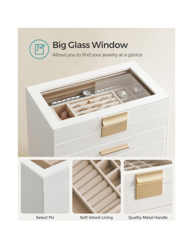 Organizador de Joyas SONGMICS 6 Capas Blanco y Dorado