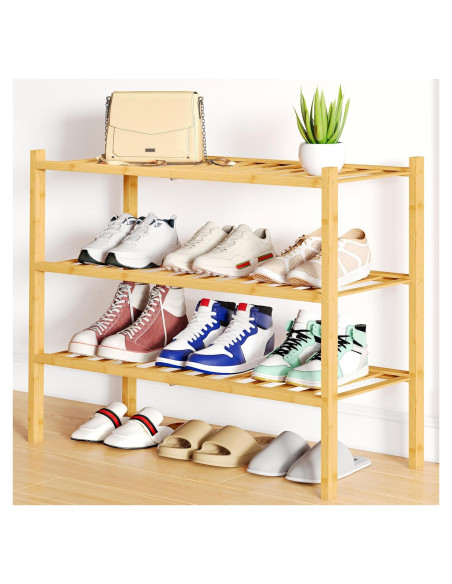 Organizador de Zapatos Smiry 3 Niveles de Bambú Natural Organizador de Zapatos Smiry 3 Niveles de Bambú Natural