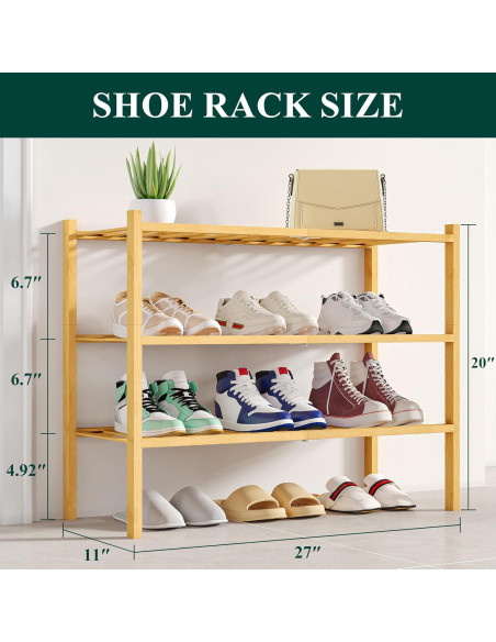 Organizador de Zapatos Smiry 3 Niveles de Bambú Natural Organizador de Zapatos Smiry 3 Niveles de Bambú Natural