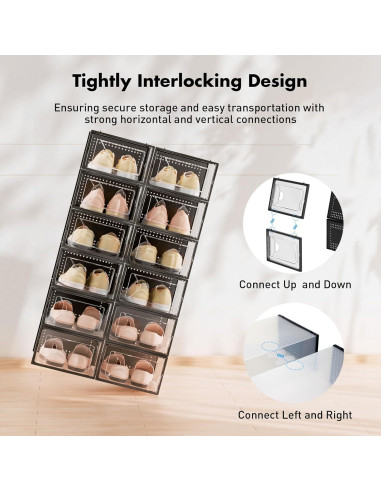 Organizador de Zapatos Foluck 15 Cajas Apilables Transparentes