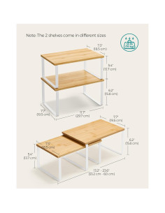 SONGMICS Organizador de Gabinete 2 Estantes Apilables Blanco 2