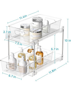 Organizador de Baño Vtopmart 4 Paquetes 2 Niveles Transparente 2