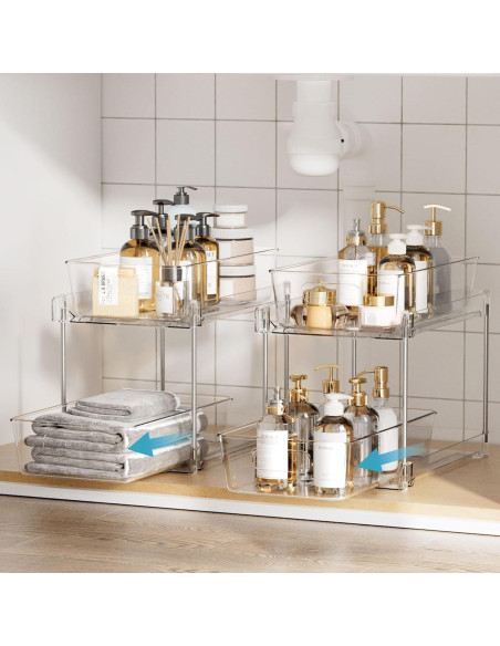 Organizador de Baño Vtopmart 4 Paquetes 2 Niveles Transparente Organizador de Baño Vtopmart 4 Paquetes 2 Niveles Transparente