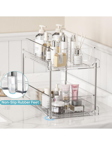 Organizador de Baño Vtopmart 4 Paquetes 2 Niveles Transparente Organizador de Baño Vtopmart 4 Paquetes 2 Niveles Transparente
