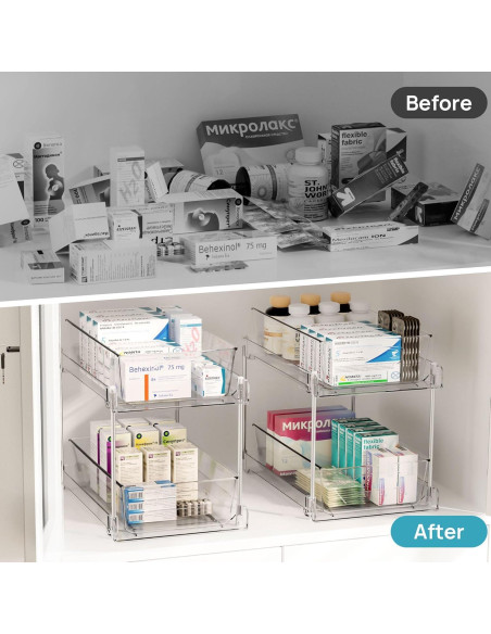 Organizador de Baño Vtopmart 4 Paquetes 2 Niveles Transparente Organizador de Baño Vtopmart 4 Paquetes 2 Niveles Transparente