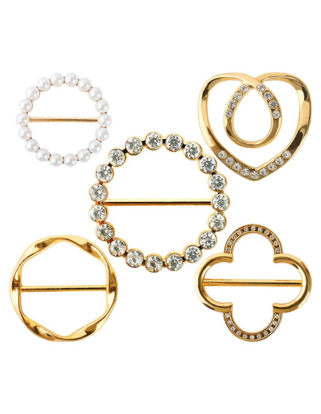 5 Anillos de Bufanda Dorados Olen para Mujeres - Clips Multiusos 5 Anillos de Bufanda Dorados Olen para Mujeres - Clips Multiusos