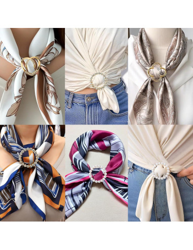 5 Anillos de Bufanda Dorados Olen para Mujeres - Clips Multiusos