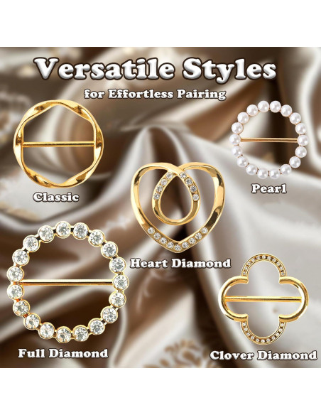 5 Anillos de Bufanda Dorados Olen para Mujeres - Clips Multiusos 5 Anillos de Bufanda Dorados Olen para Mujeres - Clips Multiusos