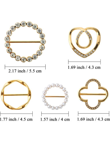 5 Anillos de Bufanda Dorados Olen para Mujeres - Clips Multiusos