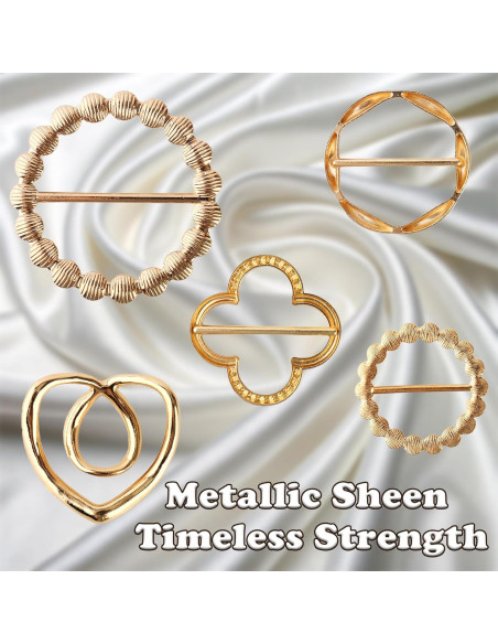 5 Anillos de Bufanda Dorados Olen para Mujeres - Clips Multiusos 5 Anillos de Bufanda Dorados Olen para Mujeres - Clips Multiusos