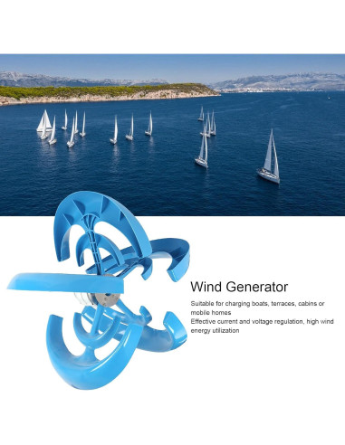 Generador Eólico Vertical Walfront 1200W 5 Aspas Azul