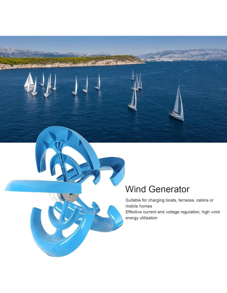 Generador Eólico Vertical Walfront 1200W 5 Aspas Azul Generador Eólico Vertical Walfront 1200W 5 Aspas Azul