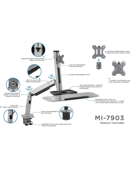 Mount-It! Soporte de escritorio ajustable de pie y sentado Mount-It! Soporte de escritorio ajustable de pie y sentado