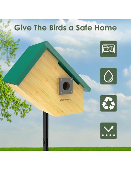 Casa para Aves Inteligente Birdkiss Verde HD 1080P Solar Casa para Aves Inteligente Birdkiss Verde HD 1080P Solar