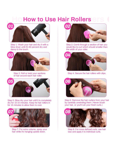Juego de Rulos para Cabello Selizo - 36 Piezas Rosa