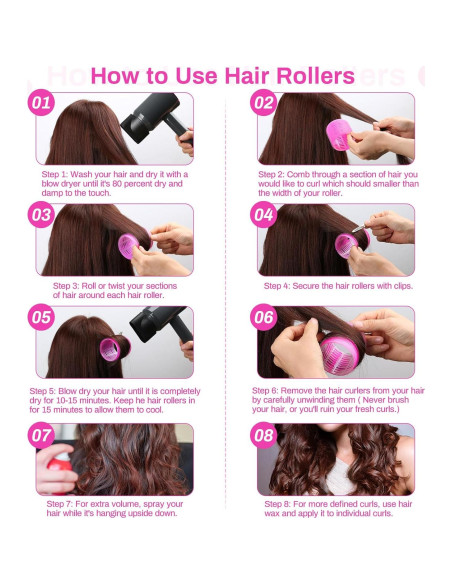 Juego de Rulos para Cabello Selizo - 36 Piezas Rosa Juego de Rulos para Cabello Selizo - 36 Piezas Rosa