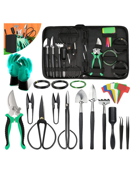 Kit de Herramientas para Bonsai - 24 Piezas con Tijeras Kit de Herramientas para Bonsai - 24 Piezas con Tijeras