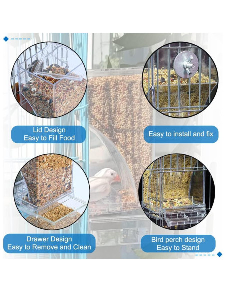 Comedero Automático para Aves Hamiledyi 2 Piezas Acrílico Comedero Automático para Aves Hamiledyi 2 Piezas Acrílico
