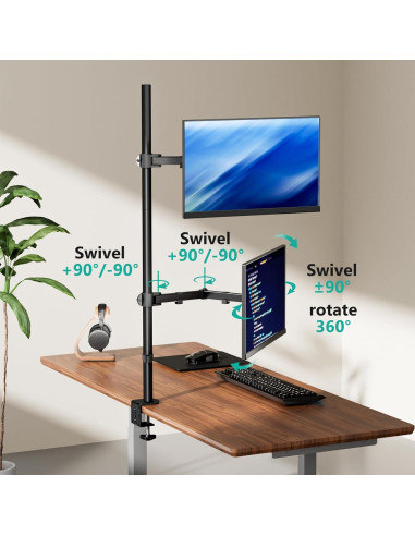 Soporte Doble Vertical WALI para Monitor hasta 32" Negro
