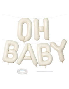 Globo OH BABY Beige 101,6 cm para Baby Shower Letras Crema