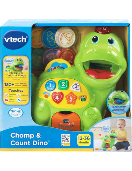VTech Chomp & Count Dino Verde - Juguete Educativo 1-3 Años VTech Chomp & Count Dino Verde - Juguete Educativo 1-3 Años