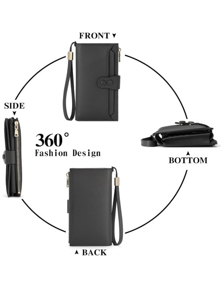 Cartera Grande de Cuero Genuino SENDEFN con Bloqueo RFID Cartera Grande de Cuero Genuino SENDEFN con Bloqueo RFID