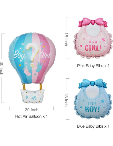 Globos de Revelación de Género CON GRADS 5 Pcs Rosa y Azul