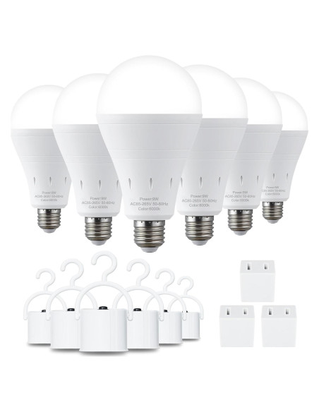 Paquete de 6 Bombillas LED Recargables DEBAOBULB 6000K E26 Paquete de 6 Bombillas LED Recargables DEBAOBULB 6000K E26