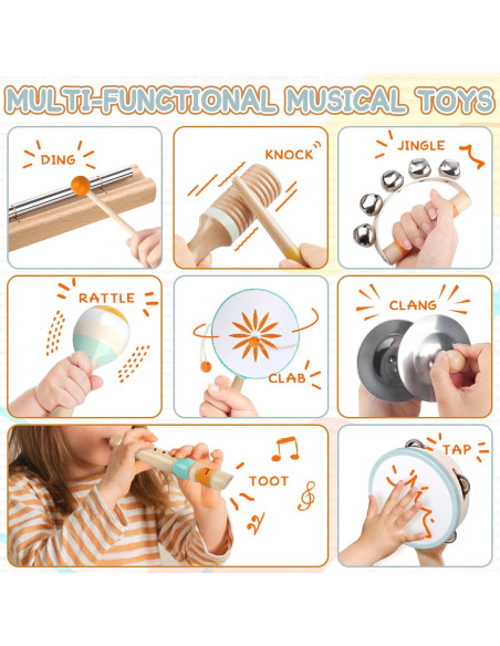 Set de Instrumentos Musicales de Madera Rmischolar para Bebés Set de Instrumentos Musicales de Madera Rmischolar para Bebés