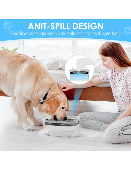 AONKEY Cuenco de Agua Antiderrame 3L para Perros Gris AONKEY Cuenco de Agua Antiderrame 3L para Perros Gris