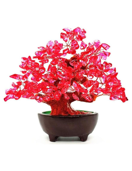 Bonsai Árbol de Dinero Colorsheng 17.78 cm Feng Shui Rojo Bonsai Árbol de Dinero Colorsheng 17.78 cm Feng Shui Rojo