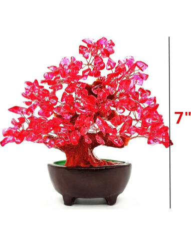 Bonsai Árbol de Dinero Colorsheng 17.78 cm Feng Shui Rojo
