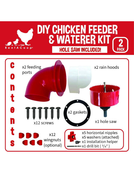 Kit Alimentador y Bebedero Pollos RentACoop - DIY 2 Puertos Kit Alimentador y Bebedero Pollos RentACoop - DIY 2 Puertos