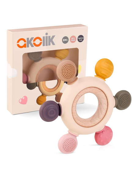 Akolik Mordedor de Silicona para Bebés Rosa 0-18 Meses Akolik Mordedor de Silicona para Bebés Rosa 0-18 Meses