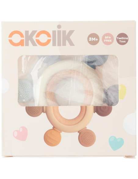 Akolik Mordedor de Silicona para Bebés Rosa 0-18 Meses Akolik Mordedor de Silicona para Bebés Rosa 0-18 Meses