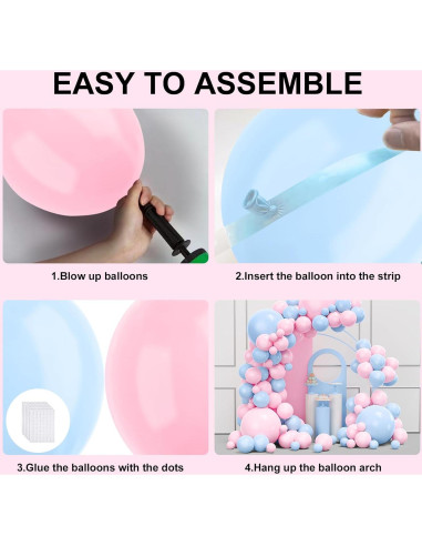 Kit de Arco de Globos Rosa y Azul YMSZ 134pcs Decoración Fiesta
