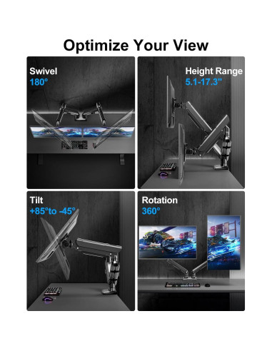 Soporte Doble para Monitor ErgoFocus 13-32" Negro VESA