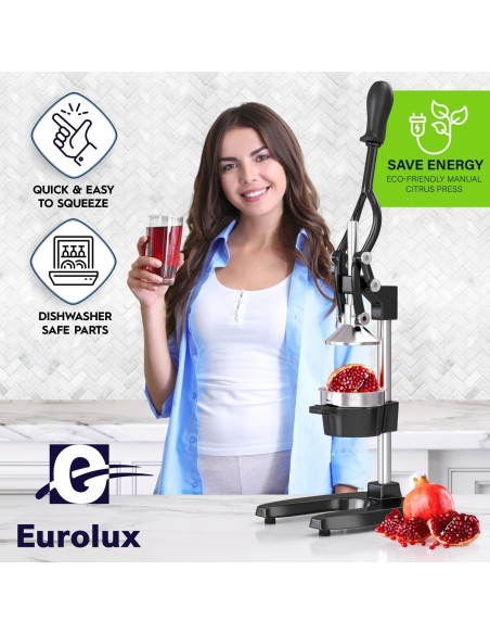Exprimidor Manual Eurolux de Hierro Fundido 443 ml Negro Exprimidor Manual Eurolux de Hierro Fundido 443 ml Negro