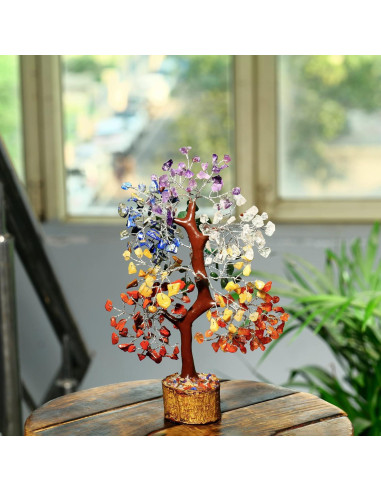 Árbol Bonsai de Cristal 7 Chakras PYOR 25 cm Decoración