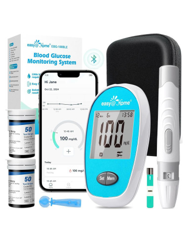 Kit Monitor Glucosa Easy@Home - 100 Tiras y Lancetas