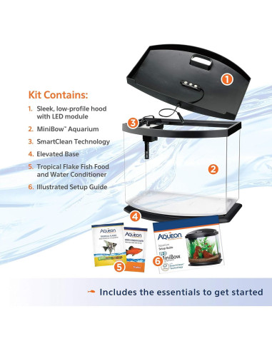 Acuario Aqueon MiniBow 19L LED con SmartClean Negro