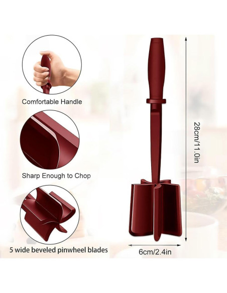 Picador de Carne YilulvDeng 5 Cuchillas Antiadherente Rojo Picador de Carne YilulvDeng 5 Cuchillas Antiadherente Rojo