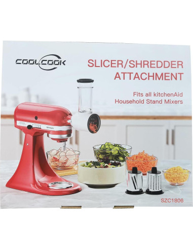 Rallador de Queso Coolcook para KitchenAid - 3 Cuchillas de Acero Inoxidable