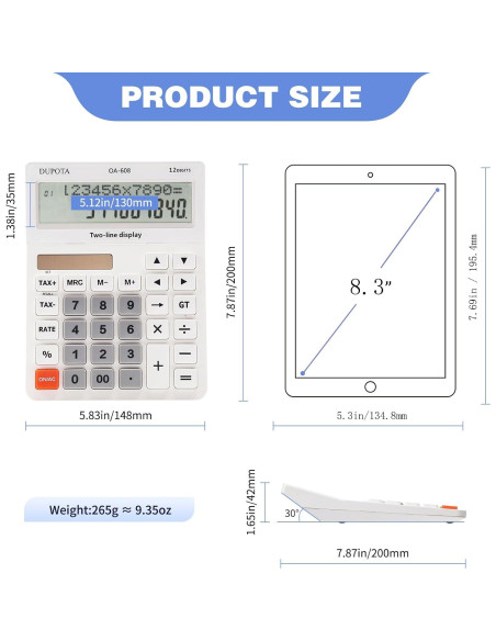 Calculadora de Escritorio DUPOTA OA-608 12 Dígitos LCD Grande Calculadora de Escritorio DUPOTA OA-608 12 Dígitos LCD Grande