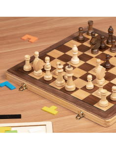 Juego de Ajedrez de Madera LINGLE 38 cm Plegable y Portátil 2