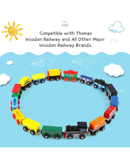 Juego de tren magnético de madera 16 piezas Wondertoys Juego de tren magnético de madera 16 piezas Wondertoys