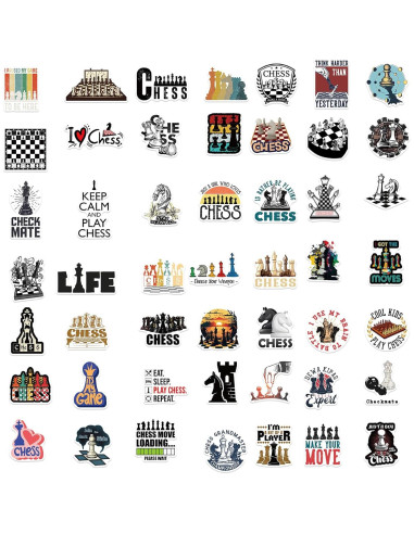 50 Stickers de Ajedrez SVGDHZK para Laptop y Decoración